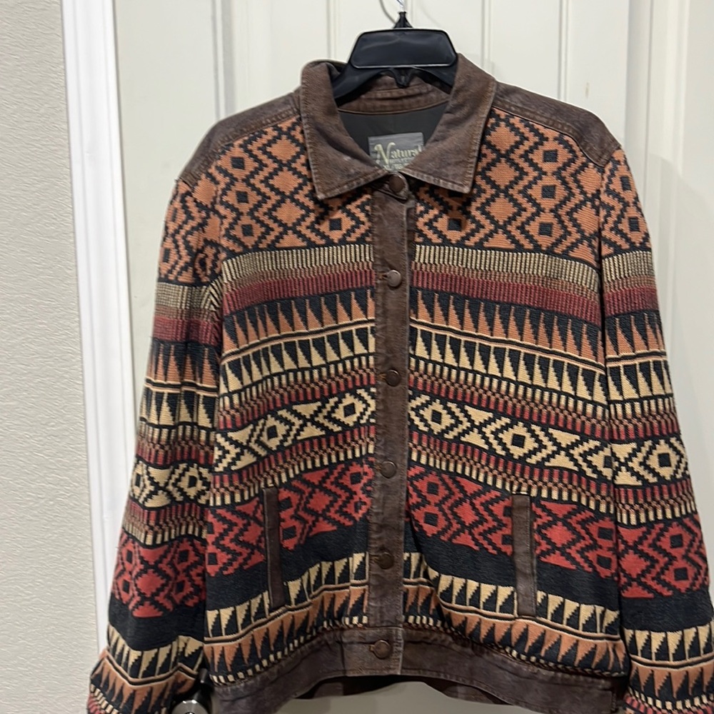 XL women’s sweater and denim jacket.